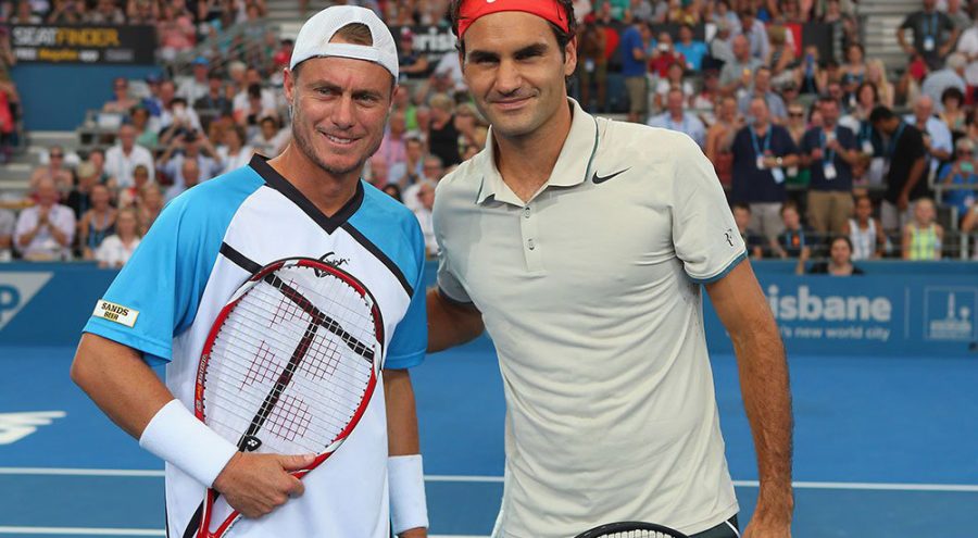 Lleyton Hewitt, Roger Federer, Brisbane International, 2014. GETTY IMAGES